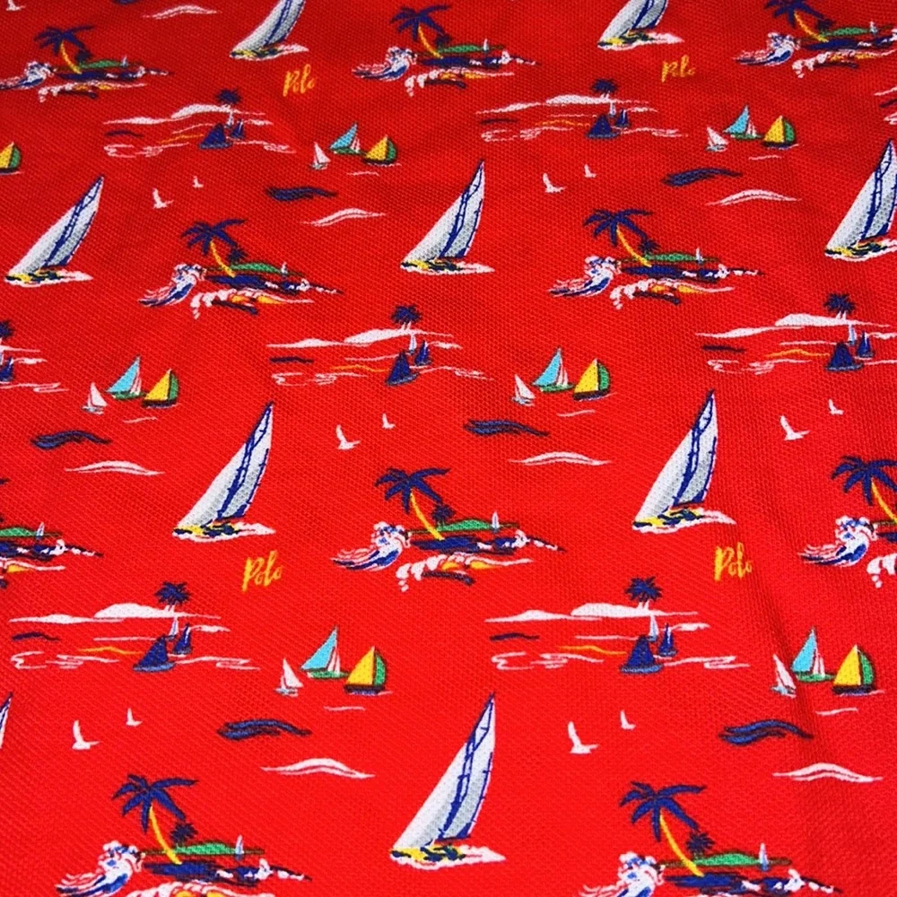 Polo Ralph Lauren Boys Sailboat Cotton Mesh Red Polo Shirt NWT Medium & X-Large - Picture 3 of 7